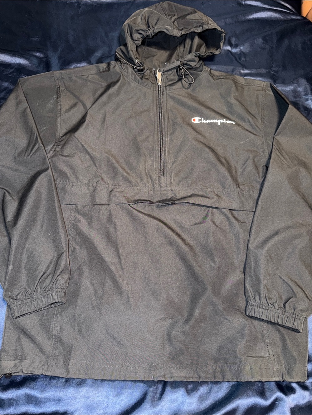 Champion Black Pullover Hooded Windbreaker